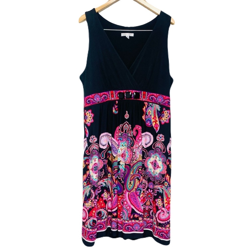 Sandra Darren Sleeveless V-Neck Poly Fitted Bodice Women's Size 16